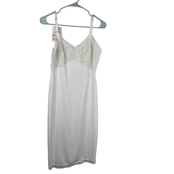 Vintage Fit Rite Lingerie Slip Dress Shadow Panel Babydoll Coquette White 34 NWT - Picture 1 of 13